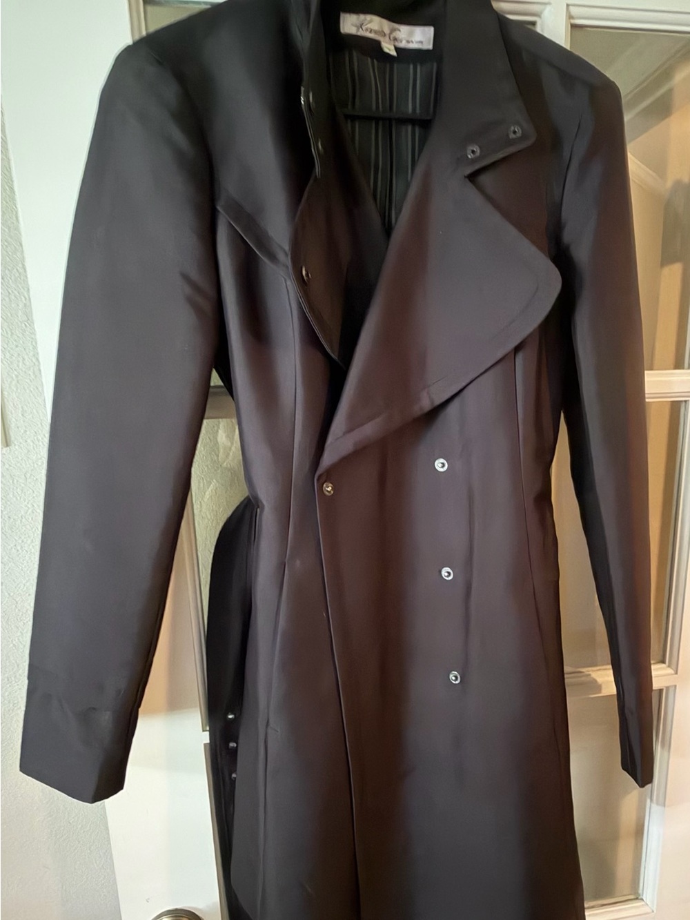 Kenneth Cole New York Black Double-Breasted Trench Coat